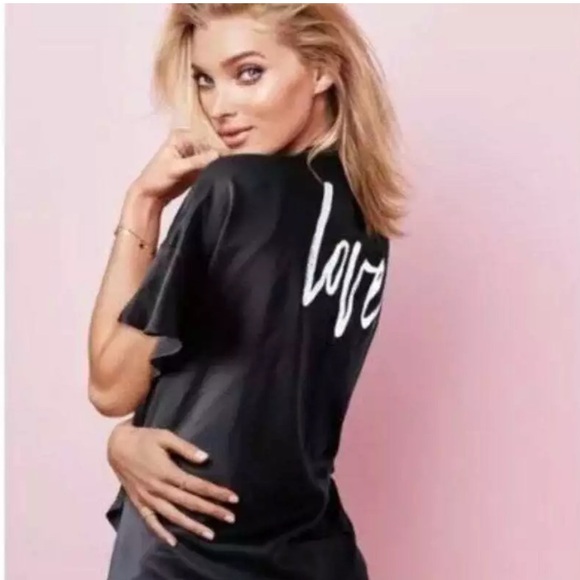 Victoria's Secret Love Satin Flutter Sleeve Kimono Robe Women's One Size Black - Picture 1 of 6